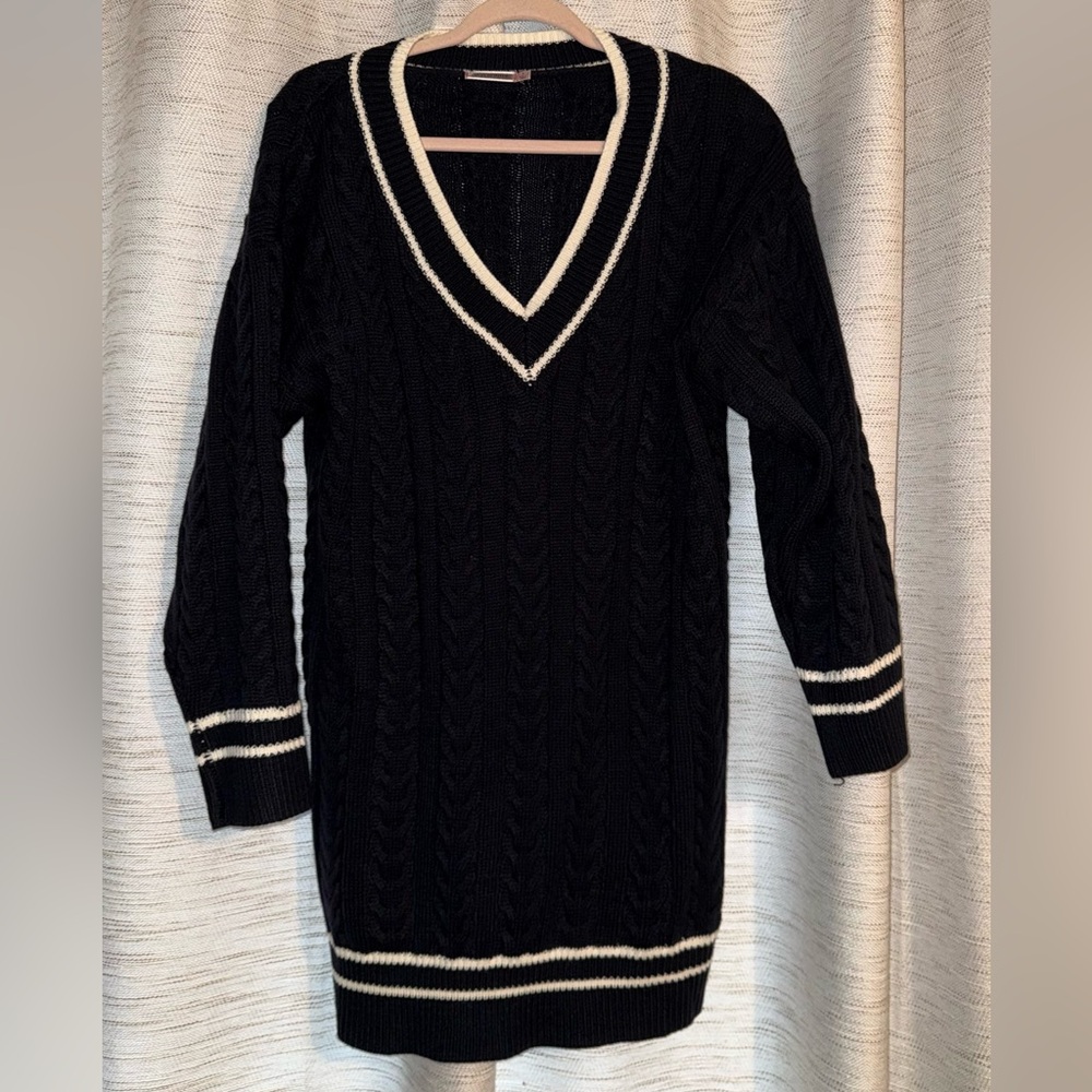 Cable knit sweater dress